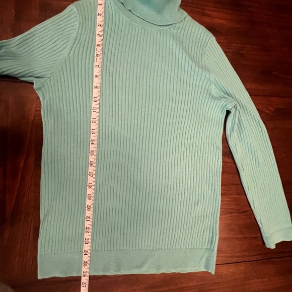 Talbots Women's Turquoise Ribbed Knit Turtleneck Soft Sweater, Size Large - Picture 10 of 11